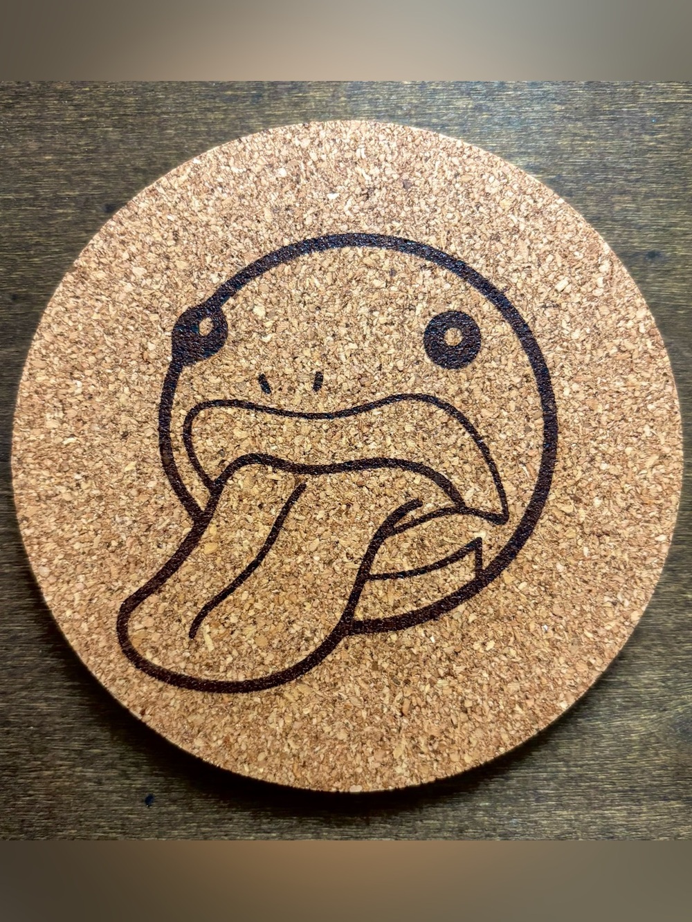 Pokemon Lickitung Face Laser Engraved Cork Coaster